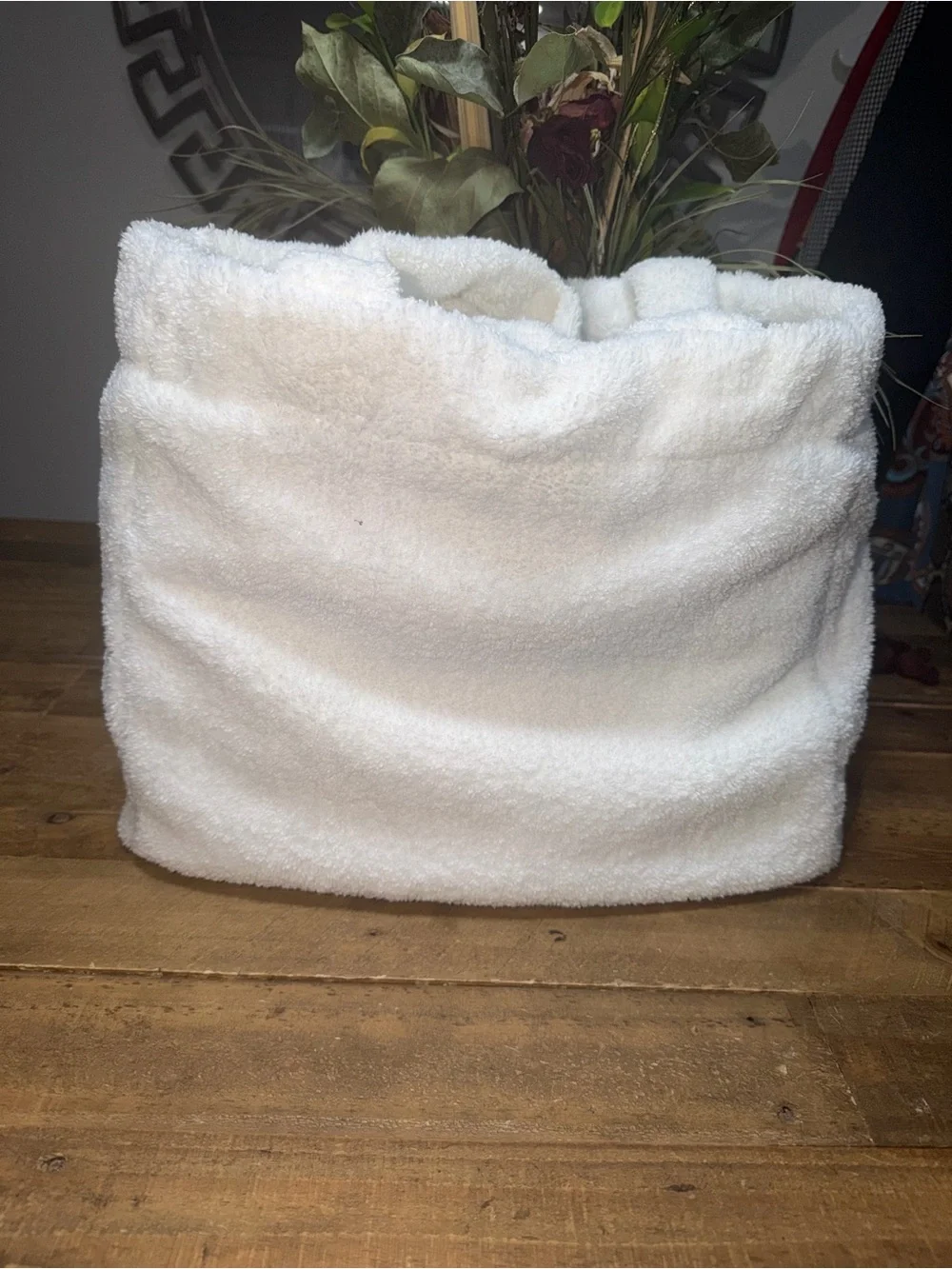 PRADA White Faux-Fur Tote Bag - Milano Logo